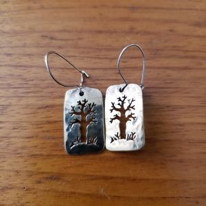 Vintage silver tree earrings